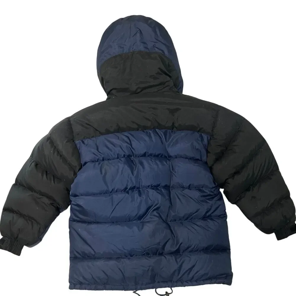 First Down Puffer heavy duty coat Vintage Black&Blue Mens LG Duck Down  3.5lb